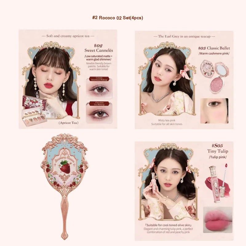 Flower Knows Strawberry Rococo סדרת סט איפור גליטר מאט צלליות פלטת סומק Power Velvet ליפסטיק ערכת בושם — image 11