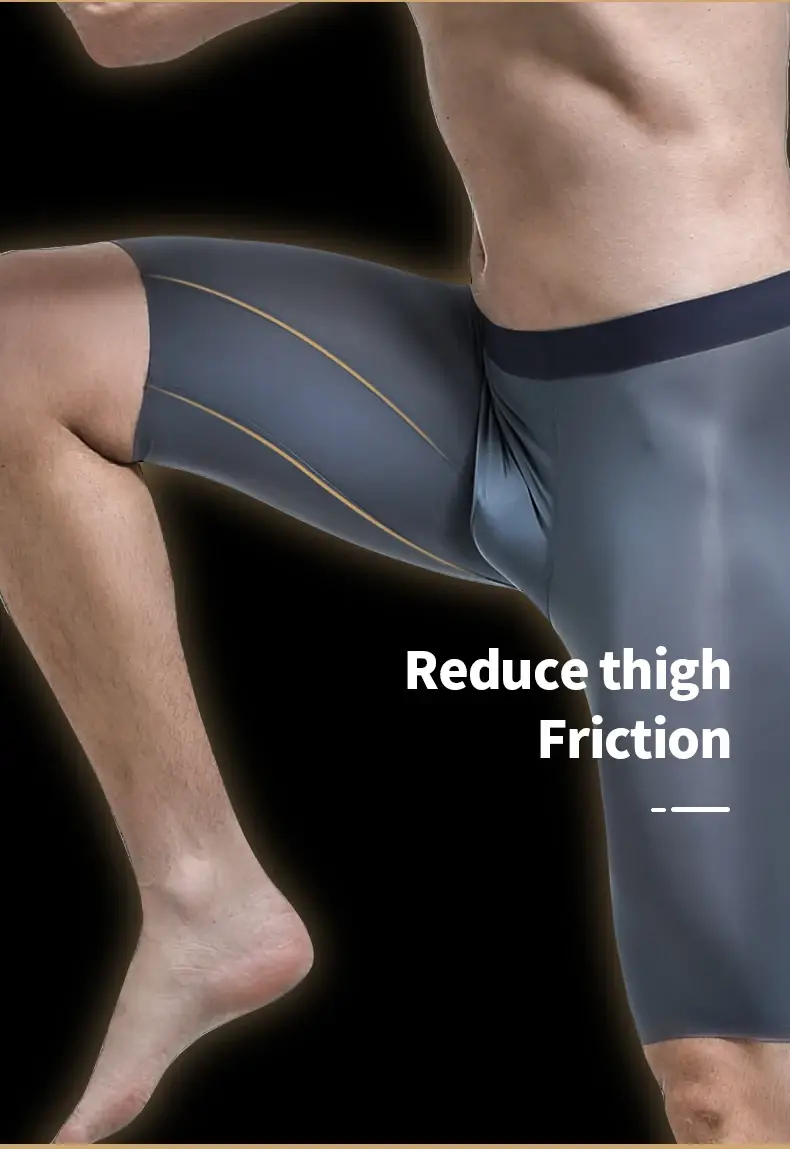 Men's sports underwear for summer, ice silk, quick-drying, extended, anti-friction legs, loose four-corner short underpants