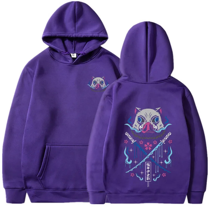 Felpe con cappuccio Anime Inosuke Uomo Donna Kimetsu no Yaiba Felpe Manga Kawaii Harajuku gotico Pullover con cappuccio Casual Streetwear — image 8