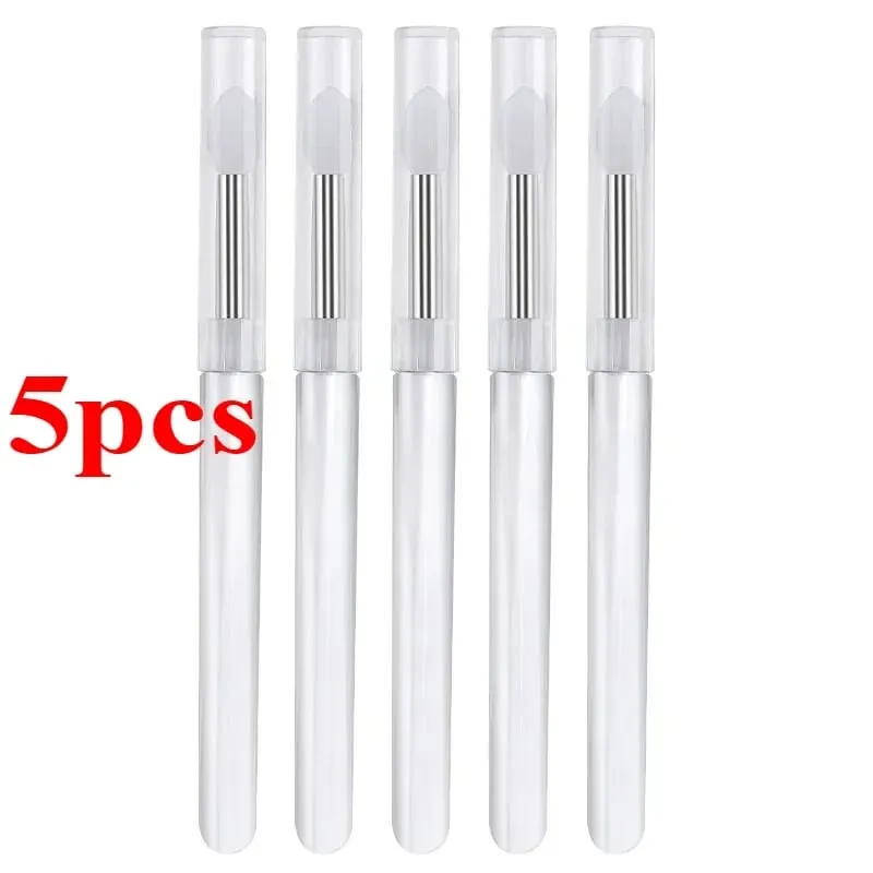 3/5/10 pçs escova de batom de silicone macio aplicador de batom portátil alça clara limpa microbrush lipgloss ferramenta de beleza