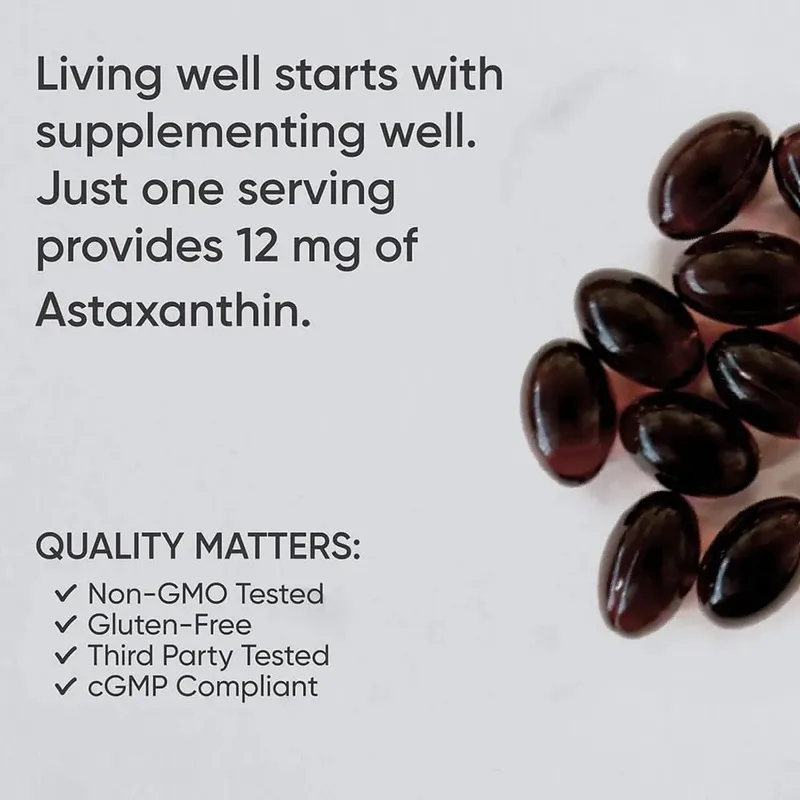 Astaxanthin 12mg Premium Astaxanthin Antioxidant Supplements | Támogatja a szemízületek belső keringését, bőr egészsége | Barnulás