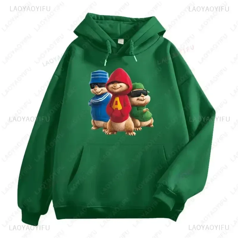 Alvin et les Chipmunks Anime sweats à capuche écologique A lettres impression sweat décontracté Streetwear unisexe pulls promo — image 15