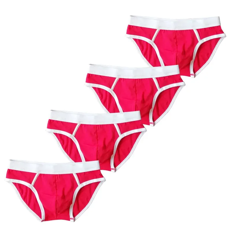 4PCS Men Cottn Briefs Underwear Simple Breathable Low Waist Lingerie Underpants Male Homewear Trunks Calzoncillos — image 4