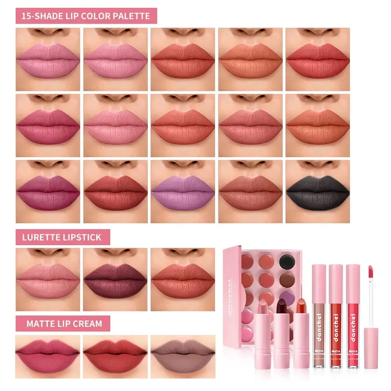 Beginner Friendly All In One Makeup Set Lipstick Palette Eyeshadow Palette 2Pcs Professional Makeup Brushes Face Cosmetic Kit — image 2