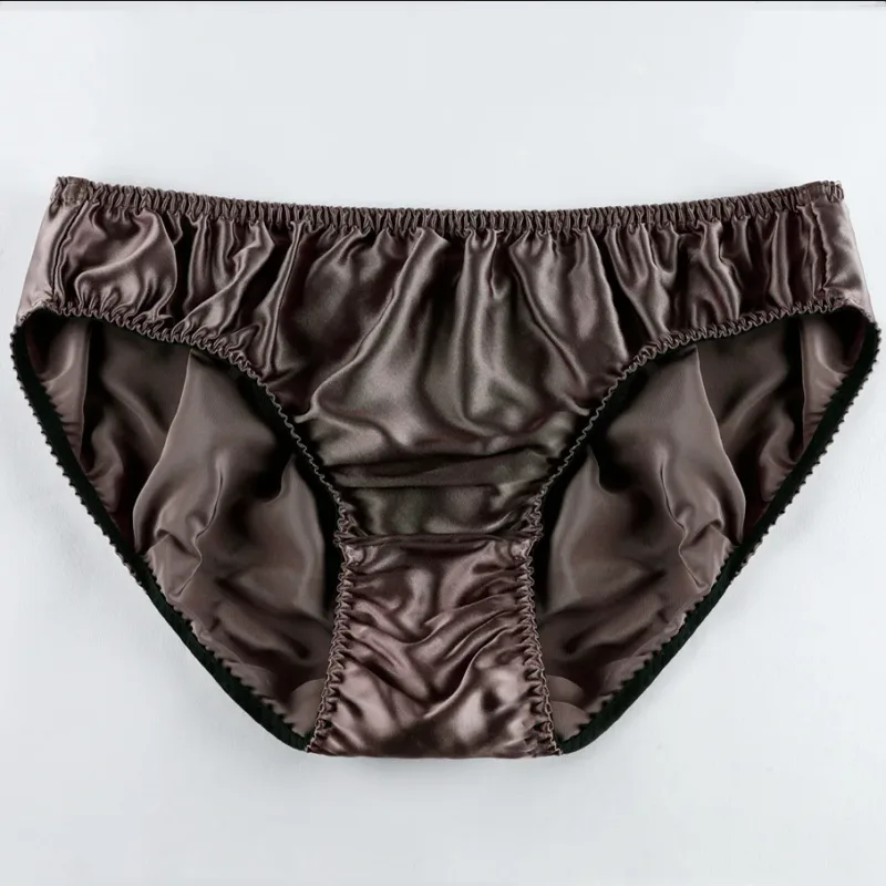 100% Mulberry Silk Men Sexy Underwear Wrinkle Briefs Breathable Male Panties Pure Silk Trigonometric Soft Man Underpants Summer — image 9