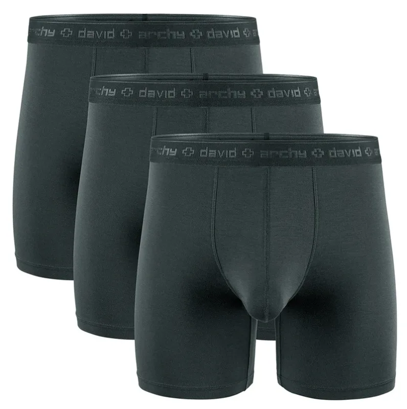David Archy 3 Pack Mens ชุดชั้นในกางเกงบ็อกเซอร์ Basic MicroModal Soft Breathable Mens Dual Pouch Boxers Quick Dry กีฬาฟิตเนส
