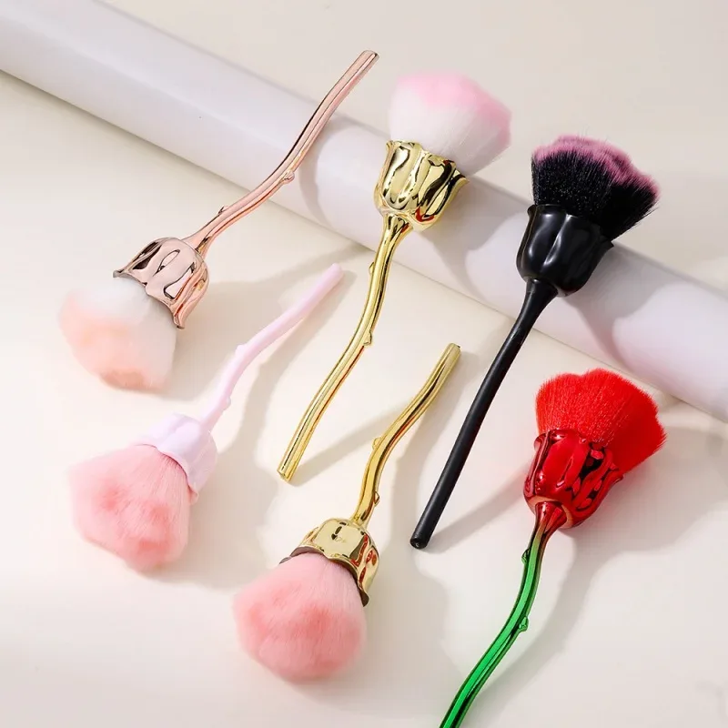 Pincel de maquiagem em formato de flor de rosa, redondo, pó solto, manicure, polimento de unhas, remoção de poeira, ferramentas de maquiagem de beleza