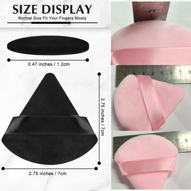 Χονδρική 50 τμχ Triangle Powder Puff Mini Face Makeup Sponge Cosmetics Μαλακό βαμβακερό πρόσωπο σε σκόνη Puff Washable Velvet Makeup Puff