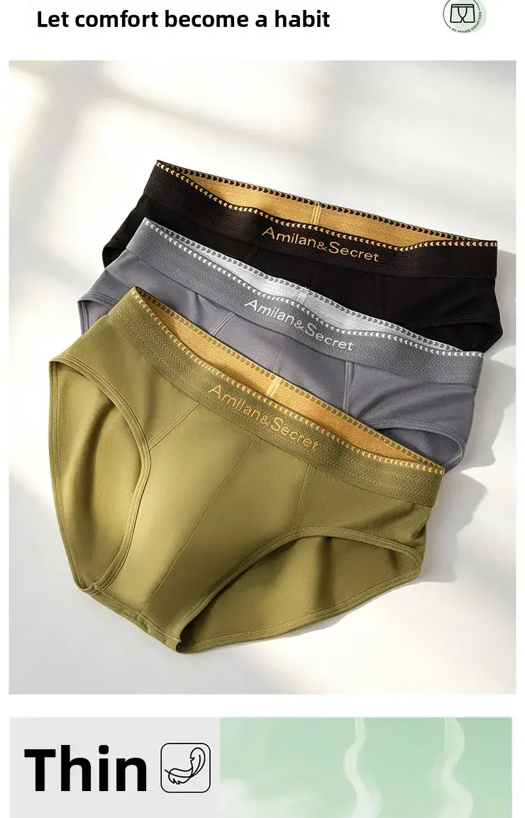 3Pcs Men's Modal Briefs Mid‑Waist U‑Pouch No‑Fly Solid Triangle Underpants Soft Breathable Athletic Daily Men Underwear — image 10