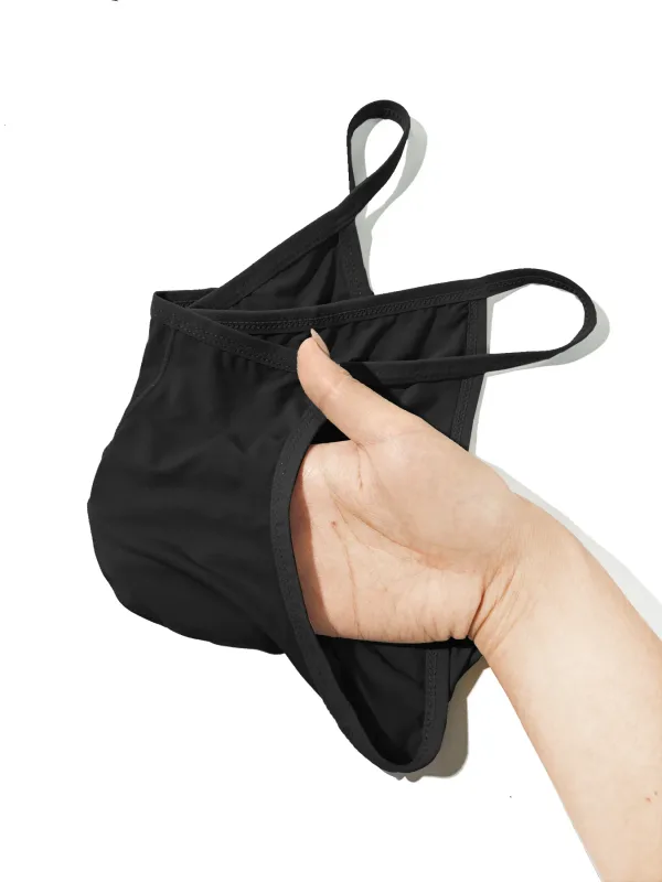 1PC Men's Sexy Low-Waist Briefs with Large Pouch Single Color Thin Belt Comfortable Thin Design for Summer Pure Color Underwear — image 25