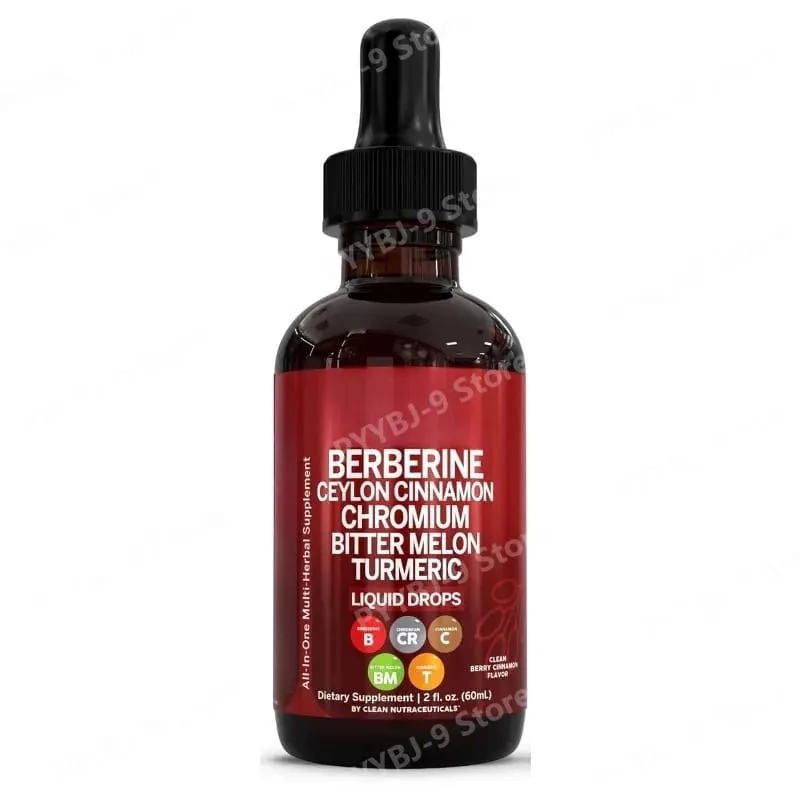 Berberine Chromium Turmeric Ginseng Liquid Drops 60ml Βιολογικό Συμπλήρωμα Βοτάνων Καθημερινή Υποστήριξη Ισορροπίας Ευεξίας για Ενήλικες — image 8