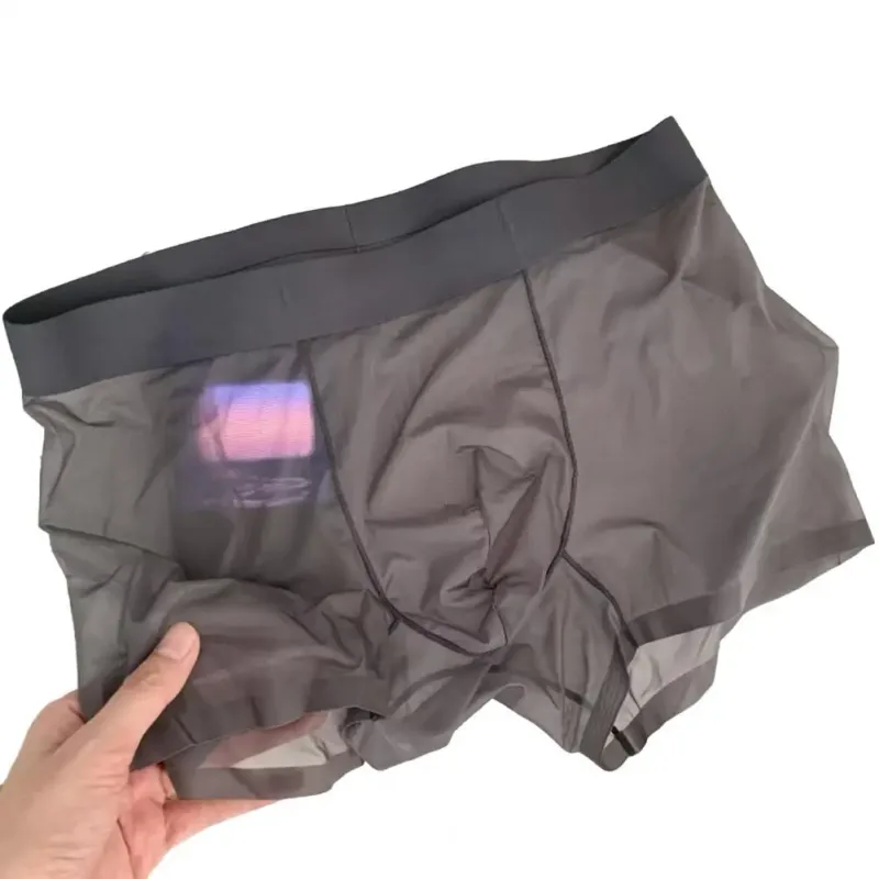 Bóxer transparente y ligero para hombre, ropa interior elástica de cintura media, pantalones cortos convexos en forma de U, bragas sin costuras