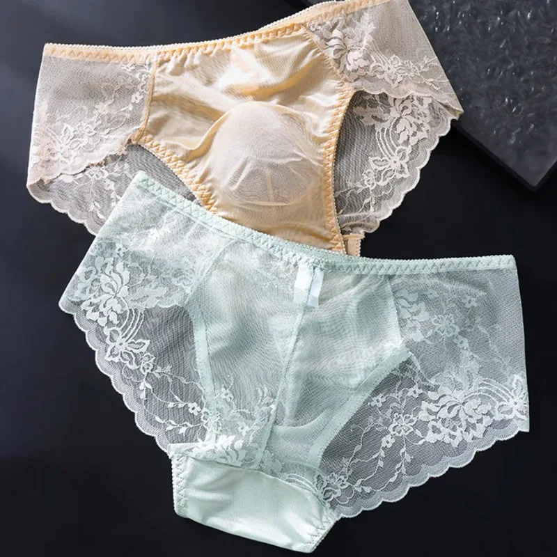 1pc Men Lace Seamless Ice Silk Briefs Ultra-thin Underwear 3D Bulge Pouch Low Waist Gay Panties Breathable High Elastic Lingerie — image 13