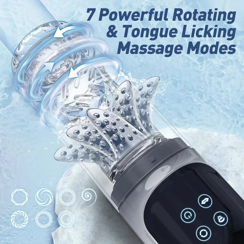Masturbador masculino giratorio de empuje automático, para lamer Stroker, chupar, mamada, 100%, bomba de pene impermeable, Juguetes sexuales para adultos para hombres