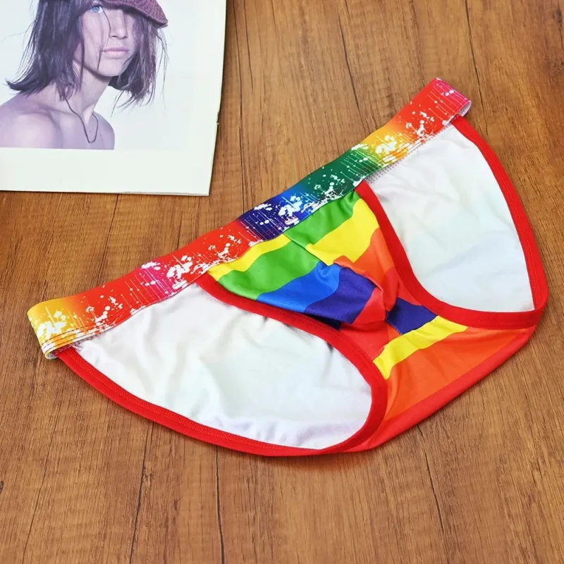 New Man U Convex Pouch Underwear Sexy Rainbow Stripes Briefs Male Swimwear Europe Size S/M/L/XL — image 7