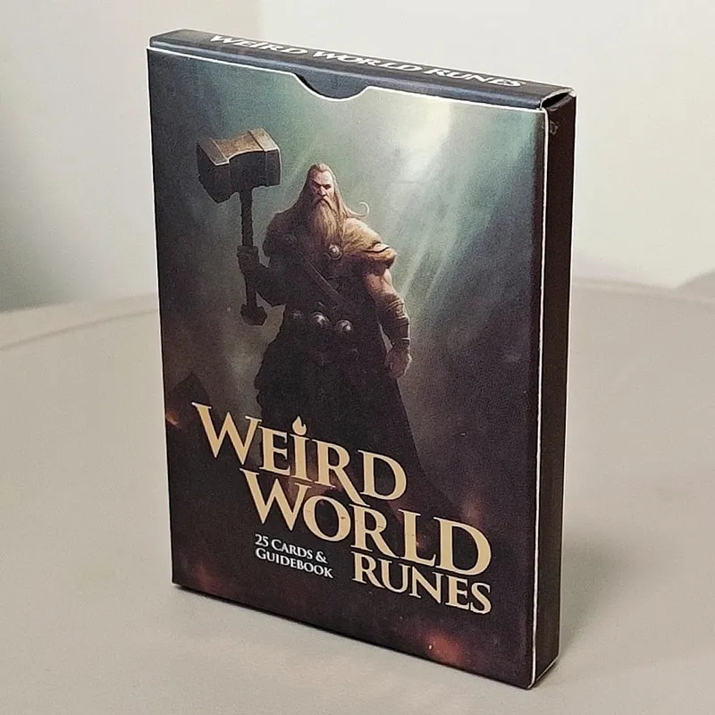 Τράπουλα Weird World Runes - 9*6cm 25 Elder Futhark Oracle Cards for Divination τυπωμένα σε χαρτόνι με διπλό ανάγλυφο 350GSM