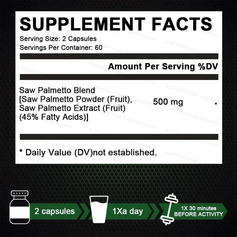 Συμπλήρωμα για την υγεία των μαλλιών Saw Palmetto Capsules High Potency for Prostate Urinary Tract — image 7