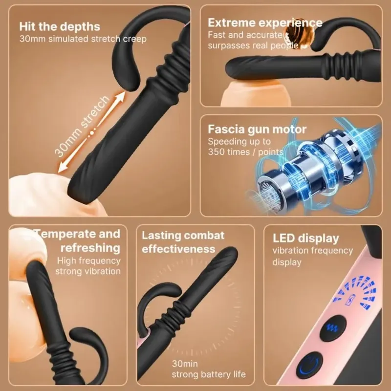 7 Telescopic Sex Machine Thrusting Dildo Vibrator 30MM Auto Stretch Rechargeable With Suction Cup Adult Sex Toys for Women