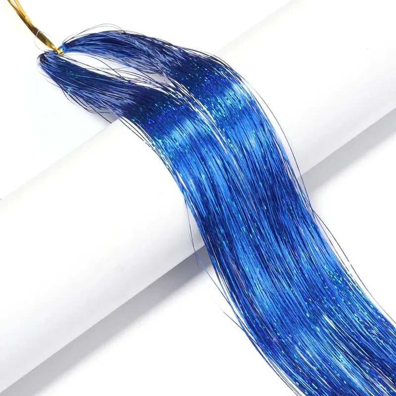 3 τεμ./συσκευασία 120cm Πολύχρωμα PET LLaser Hair Tinsel Strands Μεταλλικά Extensions Μαλλιών για DIY Party Cosplay Αξεσουάρ Μαλλιών — image 10