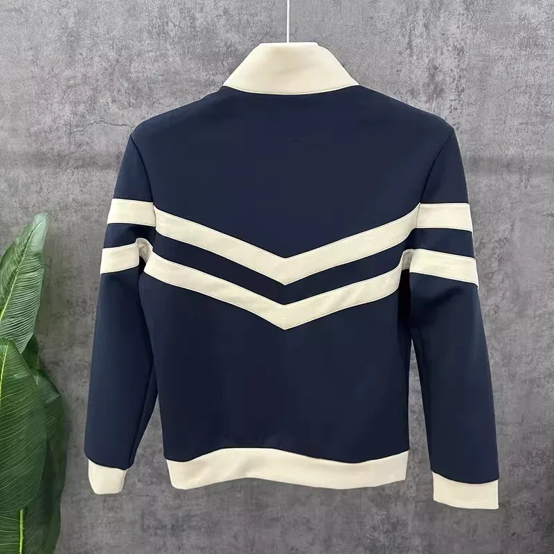 Sudaderas con cuello levantado de lujo para hombre, Sudadera con capucha empalmada a la moda, sudaderas informales cómodas y versátiles, ropa para hombre 2026 — image 8