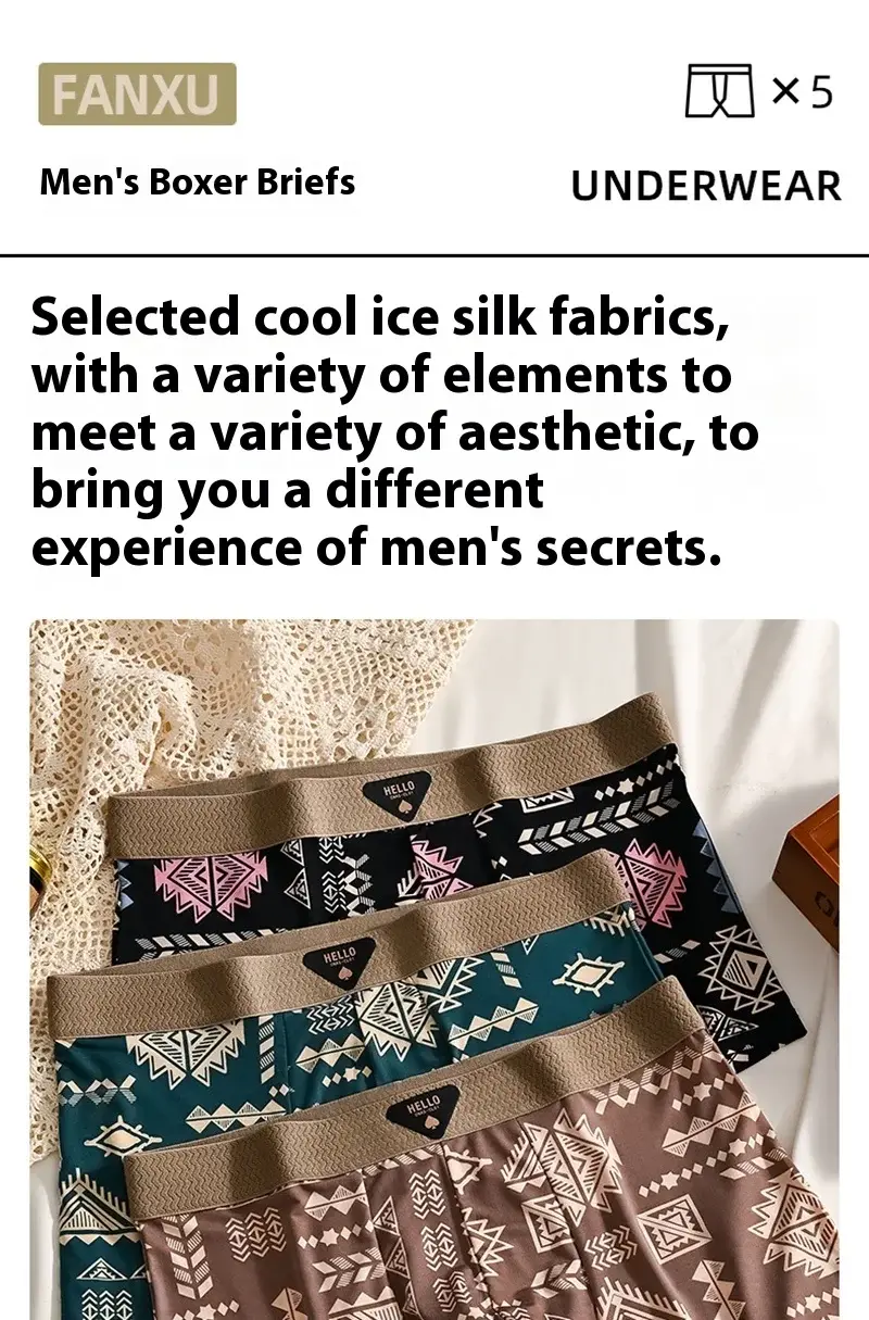 3Pcs Boxer Shorts Men's Underwear Ice Silk Underpants Sexy Panties 3A Antibacterial Breathable Elastic Lingerie Plus Size L-6XL