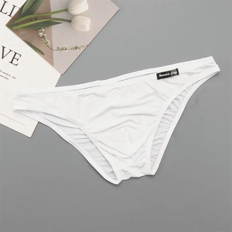 Thin Ice Silk Low Waist Men Briefs Solid Color Semi Transparent Underwear Plus Size Bulge Pouch Smooth Breathable Soft Panties — image 11