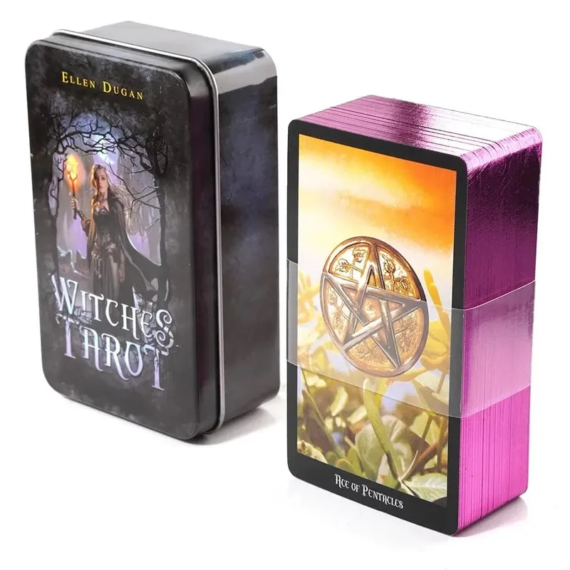 Witches Tarot Deck Tarot Beginner in a Tin Metal Box Υψηλής ποιότητας 78 Card Golded Edge Paper Booklet Based Rider Tarot — image 5