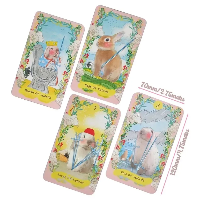 Chubby Bunny Tarot 12*7cm Τράπουλα 78 φύλλων με χαριτωμένα κουνελάκια 2,75 x 4,75'' Packaging Rigid Box — image 8