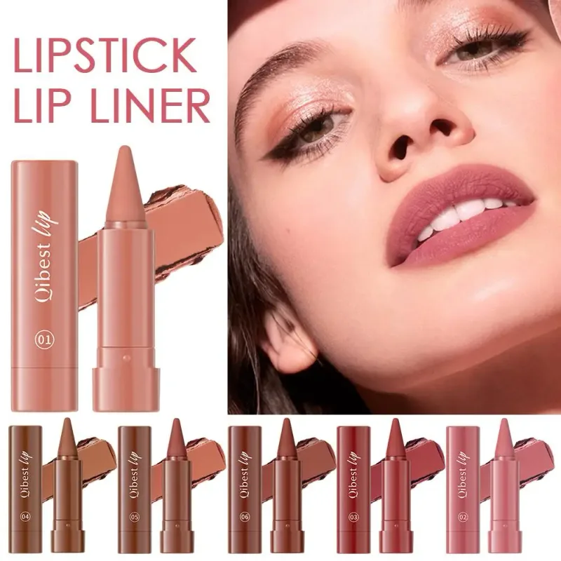 Batom fosco à prova d'água, lápis 2 em 1, alta pigmentação, cor labial, fórmula hidratante suave, batom gradiente natural — image 3