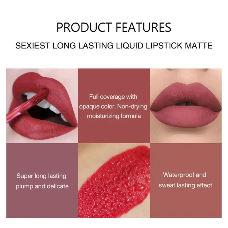 6 τμχ/Σετ Lip Gloss μακράς διαρκείας αδιάβροχο ματ απόχρωση χειλιών αντικολλητικό Κύπελλο υγρό κραγιόν Κουτί δώρου Καλλυντικά Μακιγιάζ — image 4