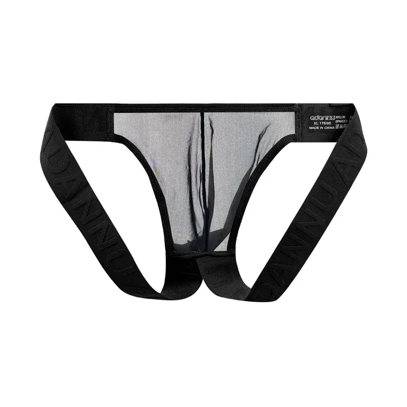 Trendy Men's Thong Comfortable Passionate Fitness Underwear Show Buttocks Personality Transparent Men Summer Triangle Brief — image 3