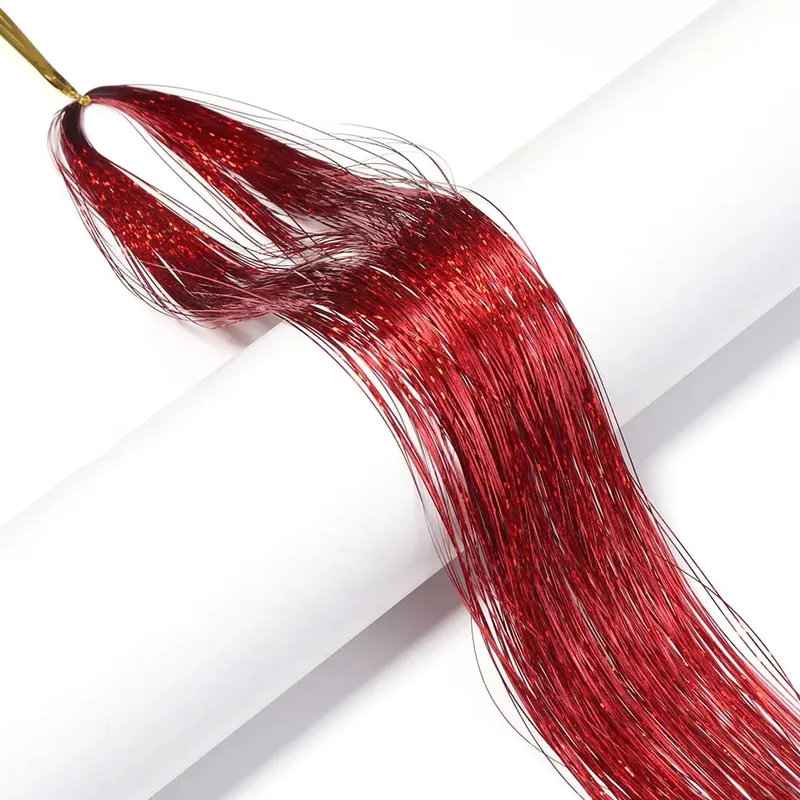 3 τεμ./συσκευασία 120cm Πολύχρωμα PET LLaser Hair Tinsel Strands Μεταλλικά Extensions Μαλλιών για DIY Party Cosplay Αξεσουάρ Μαλλιών — image 9