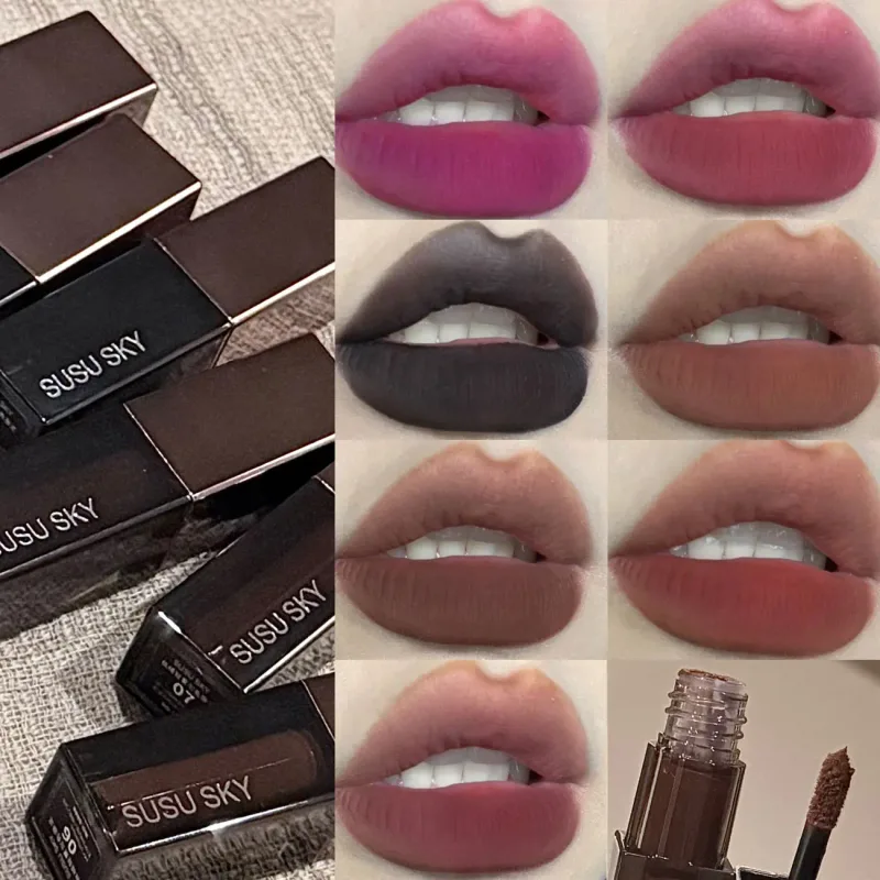 Αδιάβροχο Punk Gothic ματ μαύρο κραγιόν Μωβ Lipgloss Μακιγιάζ Mousse Lip Mud Σκούρο κόκκινο καφέ Κραγιόν Αντικολλητικό Cup Lip Tint — image 3