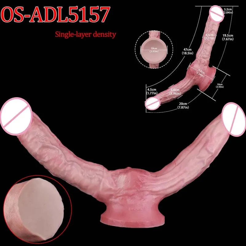 47cm Realistic Long Dildos Double Head Anal Vaginal Stimulator Sex Toy With Sucker For Lesbian Couples Gay Men Adult Tools — image 9