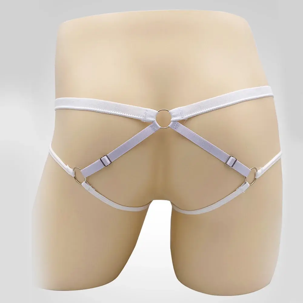Sexy Underwear Men's G-Strings Exotic Lingerie Panties Sheer Lace Pouch Hollow Out Lace Flower Pattern Adjustable Waistband — image 3