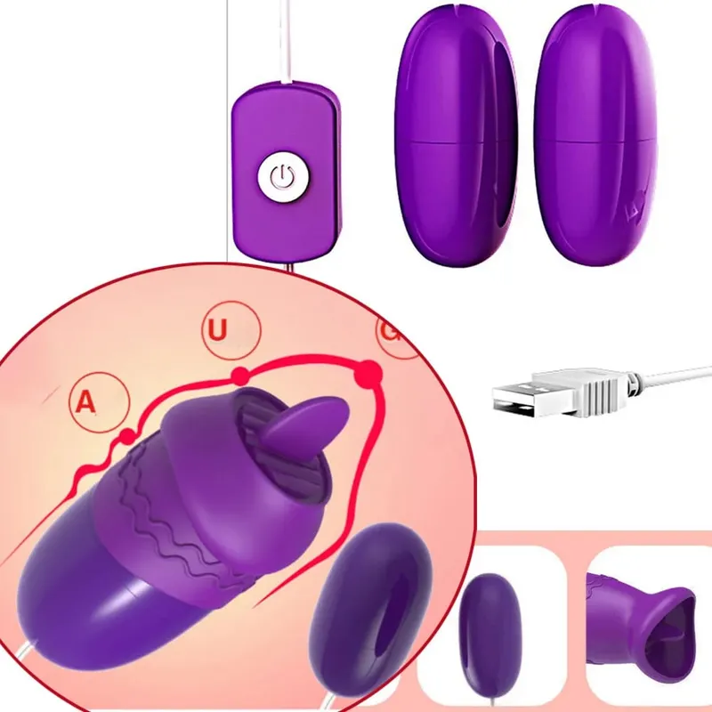 Double Tongue Vibrator Jump Eggs Liping Clitoris Stimulator USB Power Προϊόν για ενήλικες Σεξουαλικά παιχνίδια για γυναίκες Αυνανισμός κόλπου — image 4