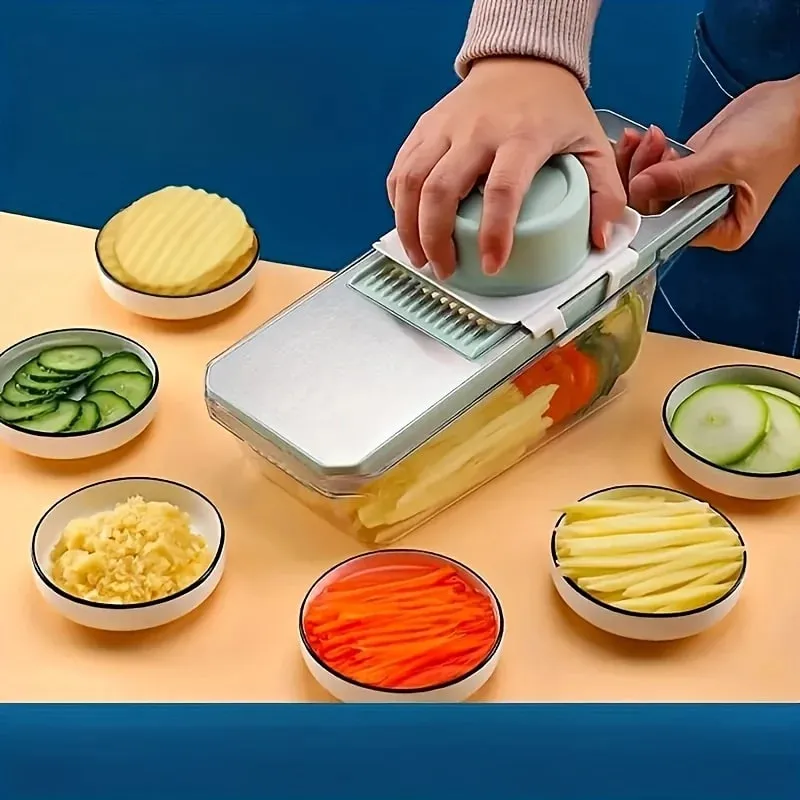 7pcs Stainless Steel Multi-Function Vegetable Slicer And Grater Set with Interchangeable Blades Manual Kitchen Gadget Tool Kit — image 1