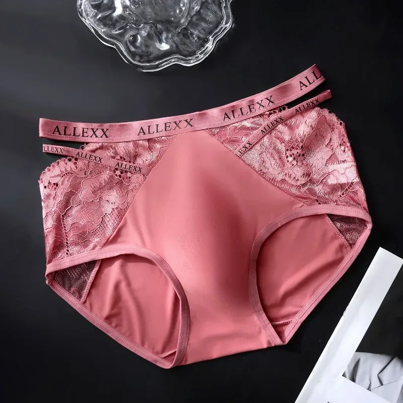 Women Panties for Men Sexy Lace Hollow Waist Briefs Breathable U Convex Pouch Underpant Soft Lace Ice Silk Splicing Underwear