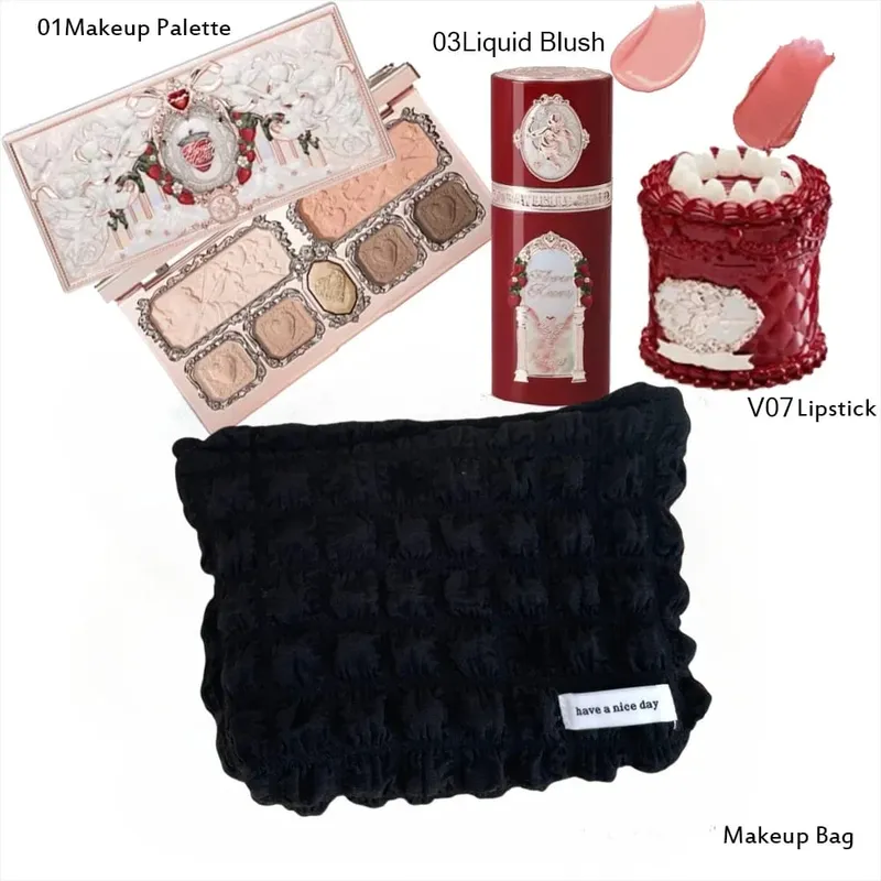 Σετ μακιγιάζ Flower Knows Bunny Garden Collection 6 χρωμάτων παλέτα σκιών ματιών ανάγλυφο Blusher Shine Κιτ κραγιόν Maquiagem