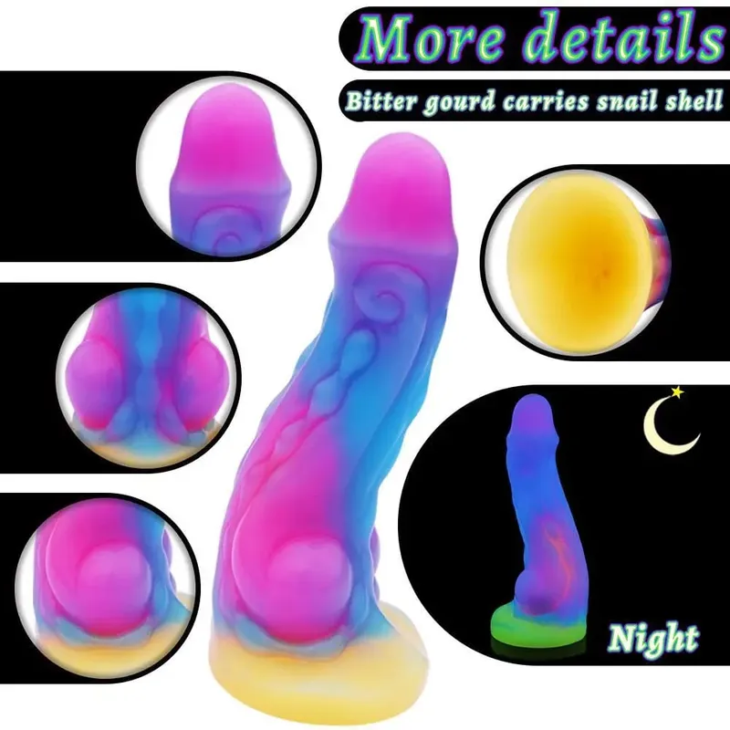 Realistic Night Glowing Anal Plug Luminous Monster Dragon Dildo for Women Men Butt Plug Sexy Dog Shape Sex Toy for Couples — image 5