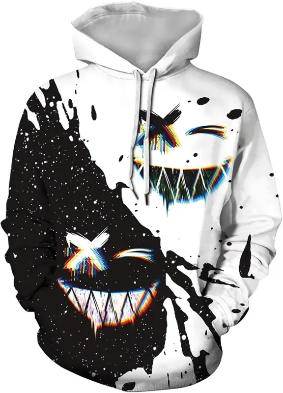Sudaderas con capucha gráficas para hombre Sudadera con capucha unisex con estampado novedoso, sudadera con estampado 3D y bolsillo, sudadera con capucha gráfica cálida de manga larga Me