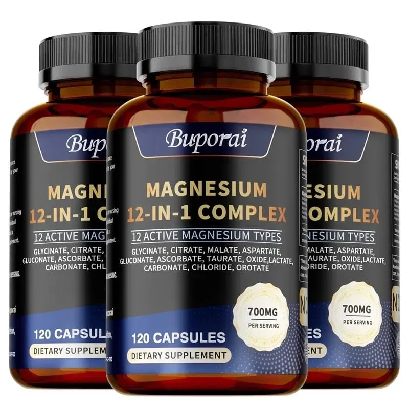 Magnesium Complex Capsules - Supports Bone Digestive and Sleep Health Relieves Leg Cramps Soothes Nerves and Boosts Energy