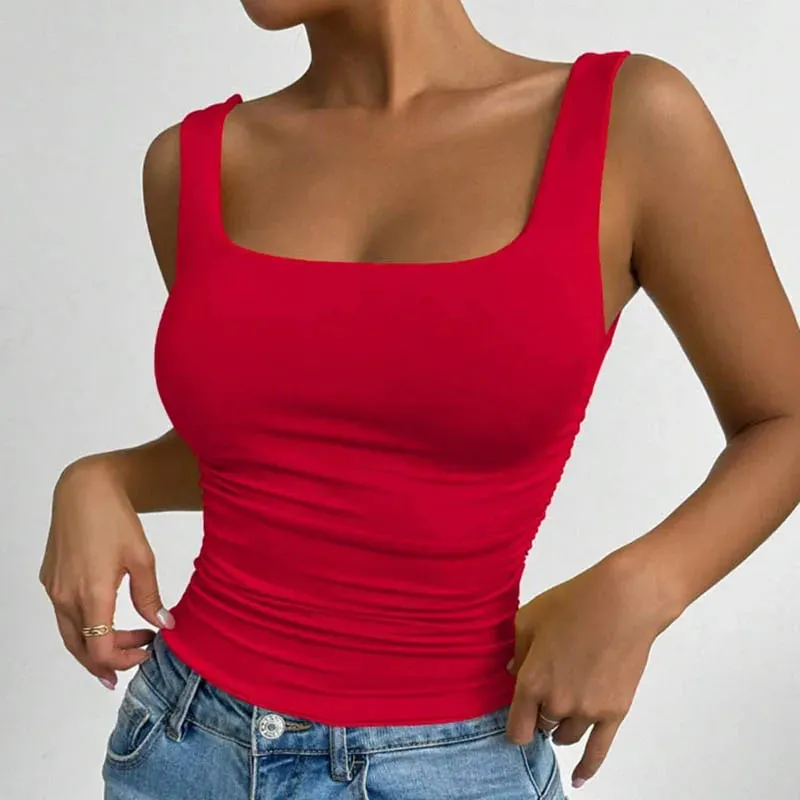 Γυναικείο αμάνικο Cami Top με τετράγωνο λαιμό Casual Basic Crop Top — image 11