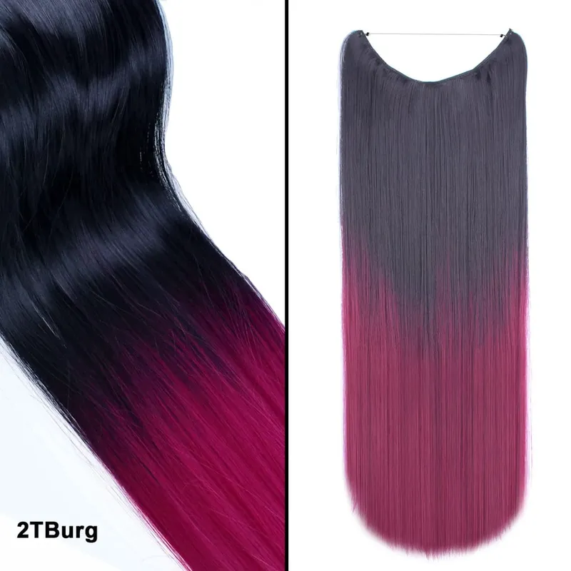 Jeedou Wavy Hair Extension Elasticity Invisible Wire Fish Line One Piece No Clips Synthetic Hairpieces Ombre Color For Ladies