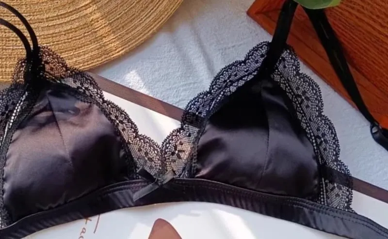 Klasszikus francia bralette aládrót nélkül elegáns csipke kis kupa fehérnemű divatos lány 3 részes melltartó szett puha formájú kupával