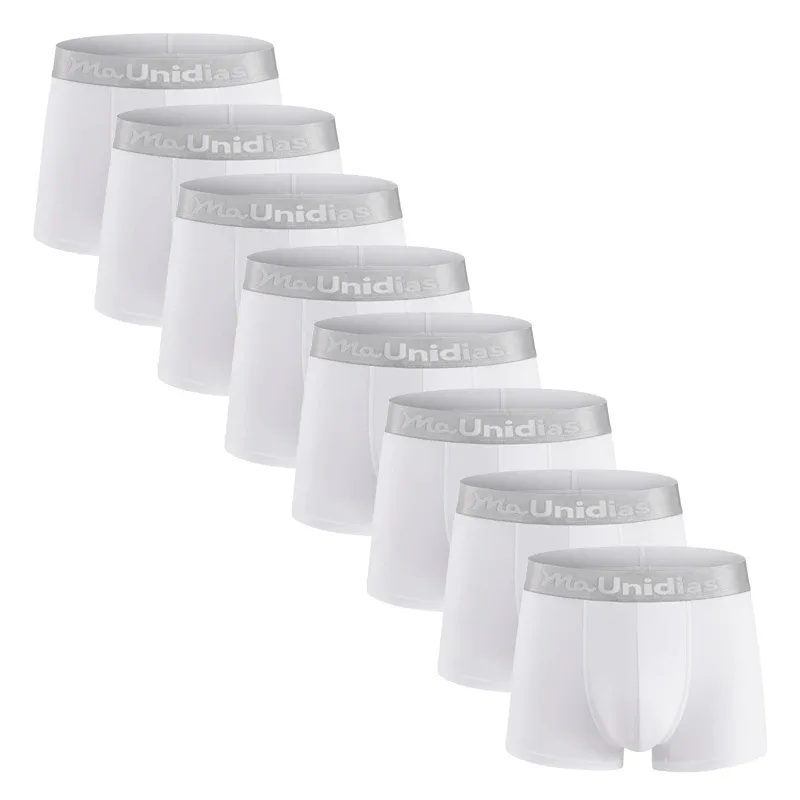 8pcs Bamboo Fiber Boxer Briefs White Men's Panties Letter Waistband Underwear Man Boxers Solid Color Boxershorts Men Underpants — image 19