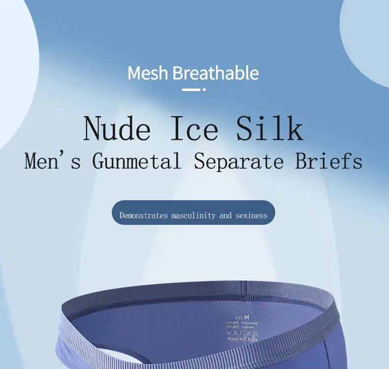 Calzoncillos de seda de hielo para hombre, ropa interior ultrafina, transparente, sin costuras, de secado rápido, transpirables, para verano