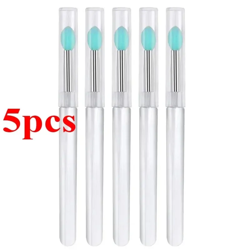 3/5/10 pçs escova de batom de silicone macio aplicador de batom portátil alça clara limpa microbrush lipgloss ferramenta de beleza