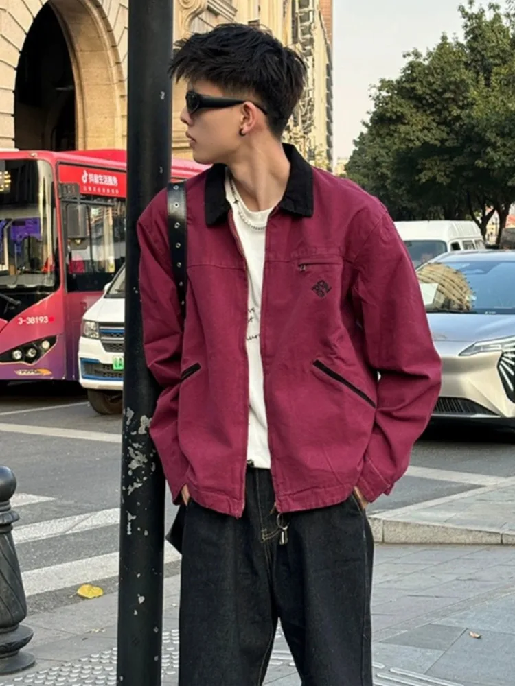 Spring Autumn Cargo Coat American Street Lapel Design Loose Casual All-matching Jacket Cotton Baseball Uniform Outerwear top — image 1
