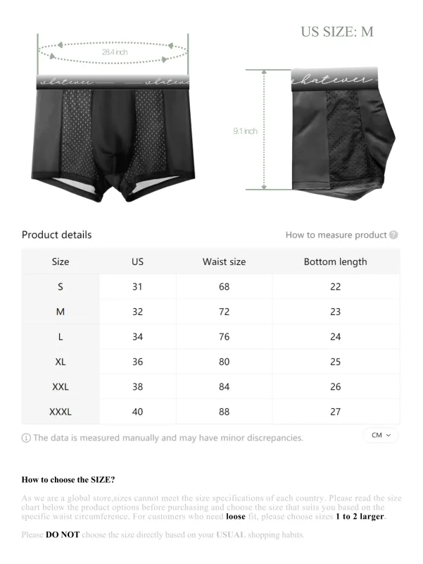1PC Mesh Ice Silk Boxer Shorts Men's Underwear Underpants Breathable Teenagers Panties Bamboo Lingerie Plus Size Whatever Print